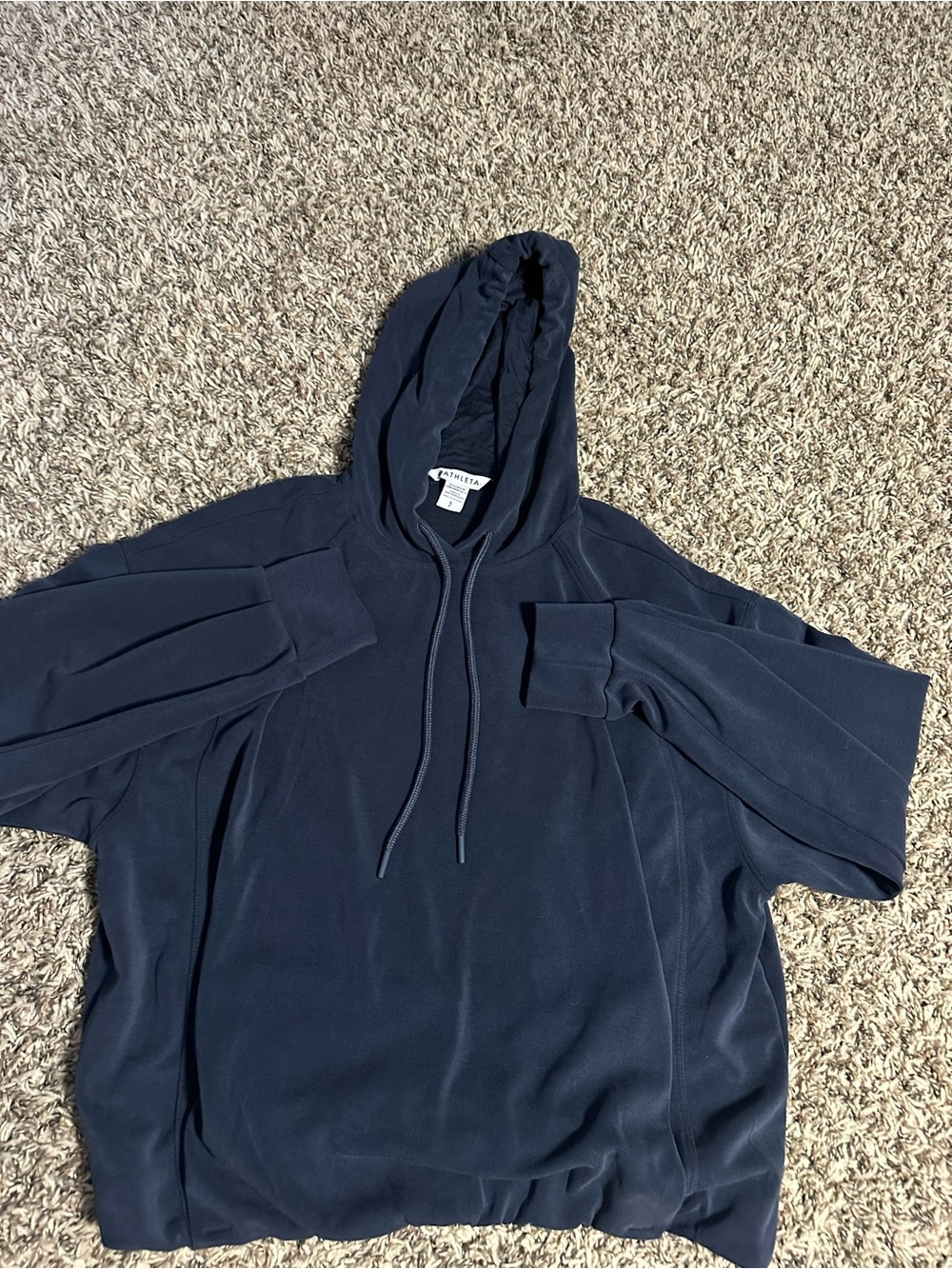 Athleta Navy Hooded Crewneck Pullover